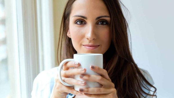 woman drinking coffee